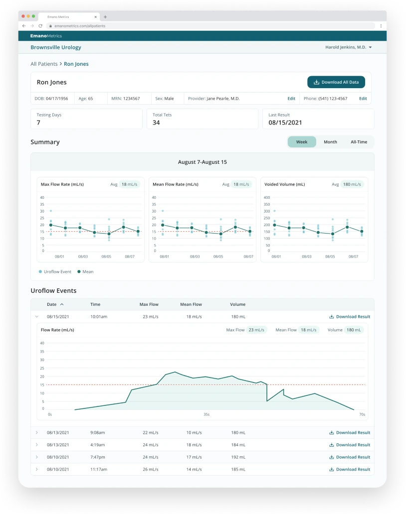 Emano Flow mobile capture and provider measurement history.